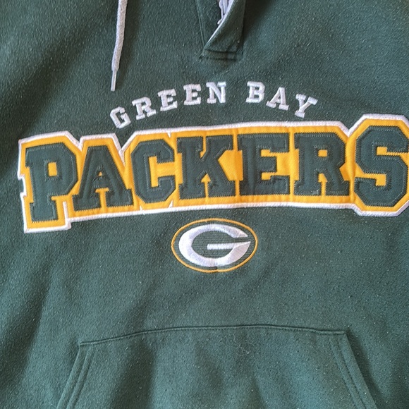 Vintage NFL Men’s Large 90S Heavy Cotton Embroidered Green Bay Packers Hoodie - Picture 4 of 7